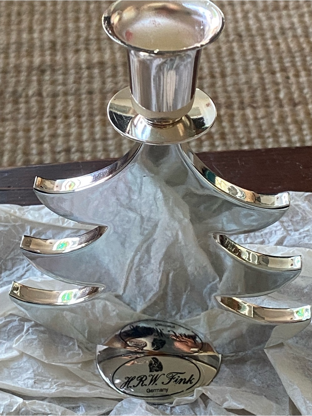 H.R.W. Fink Silver Tree Taper Candle Holder